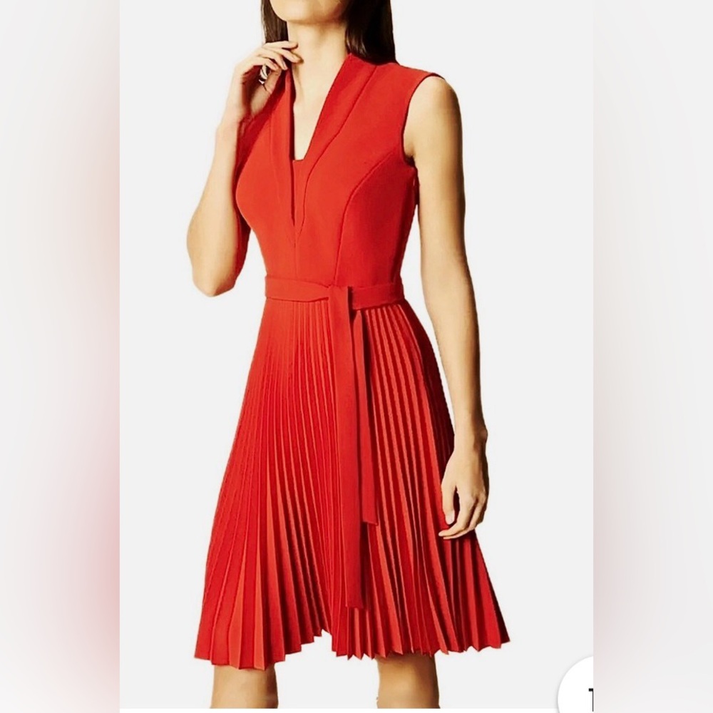 Karen Millen Vibrant Pleated Belted Trench Dress